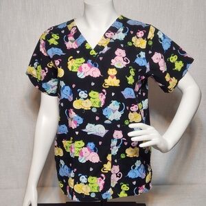 Tafford Scrubs Top Cats Dogs Cartoon Pets Pattern Cotton Small